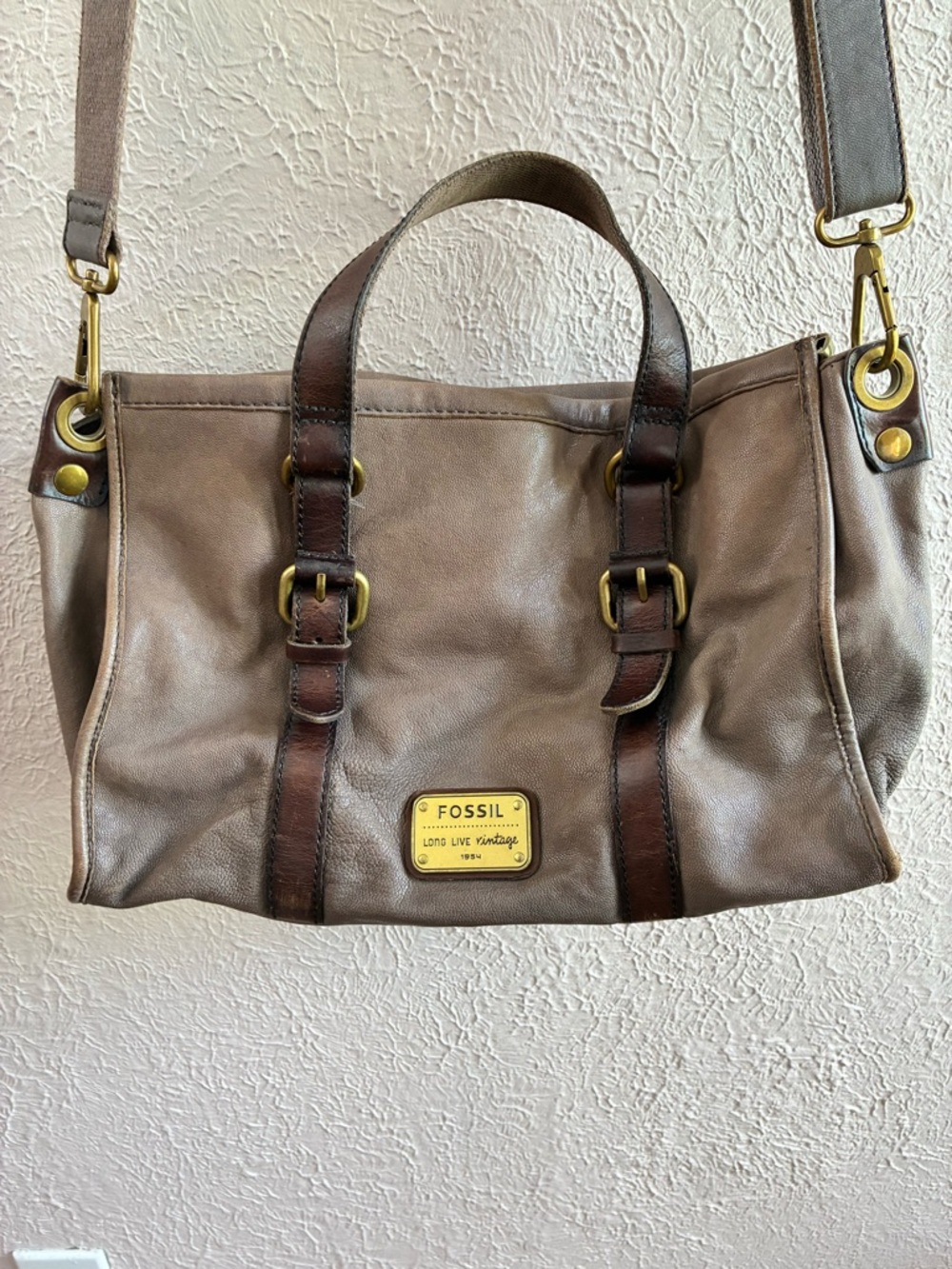 Fossil 1954 Long Live Vintage Satchel Crossbody Brown